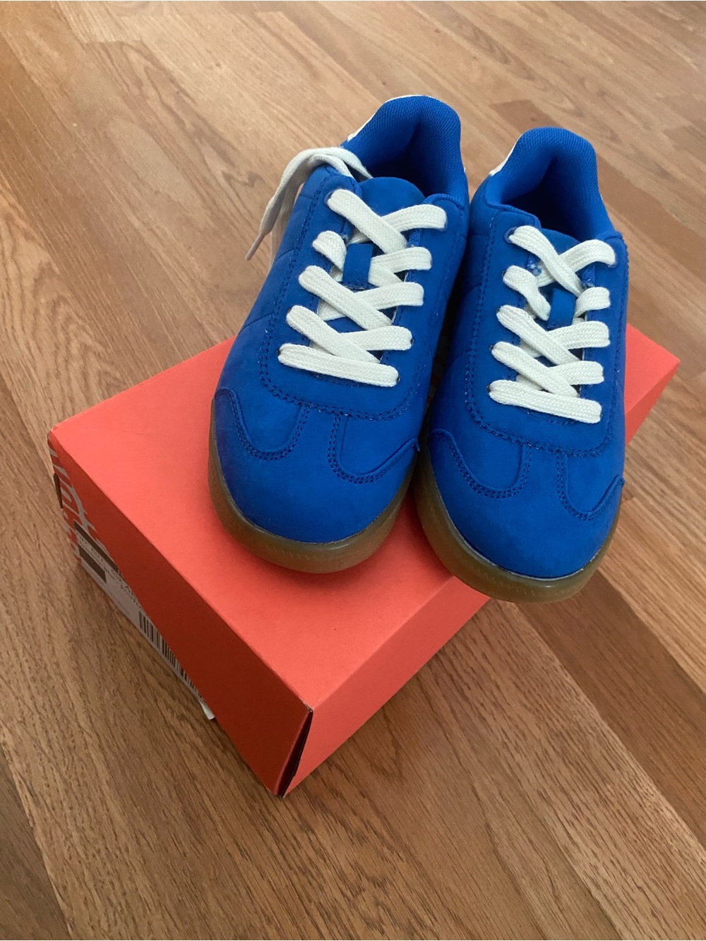 NEW - Youth Blue Lace-Up Sneakers with Gum Sole